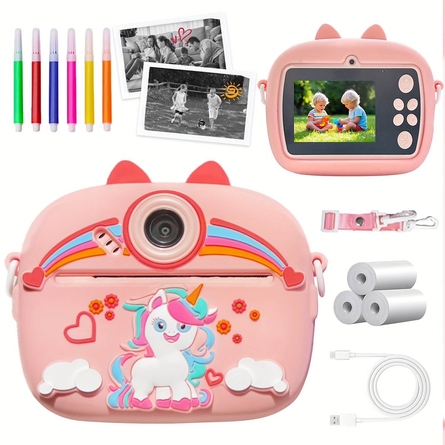 high definition camera instant photo printing a toy gift Temu