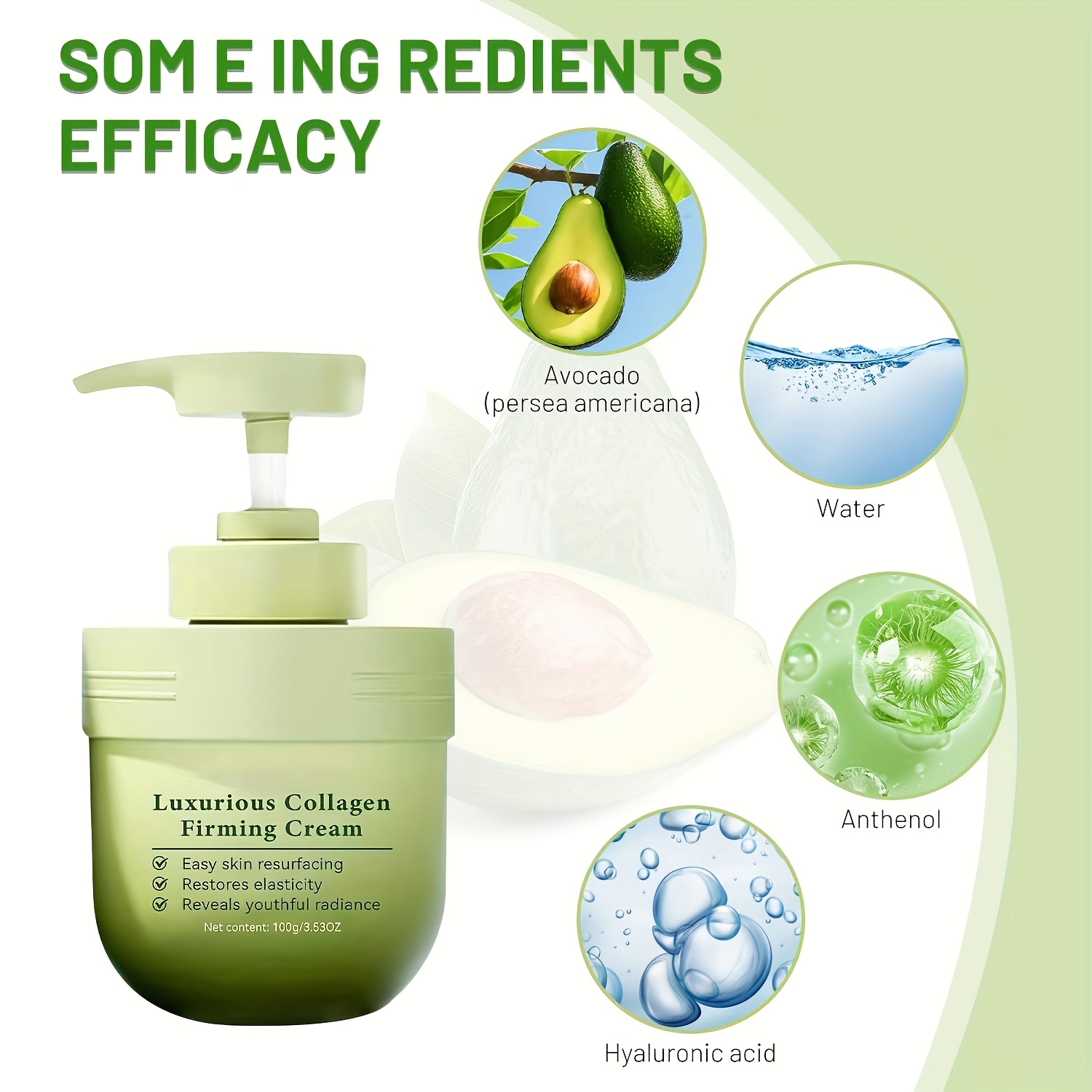 Luksuzna kolagenska krema za učvršćivanje s avokadom, ceramidima i collagen - Dubinsko hidratiranje bez mirisa alkohola obnavlja kožu čini je zategnutijim pogodnoj svih tipova tena do osjetljivosti