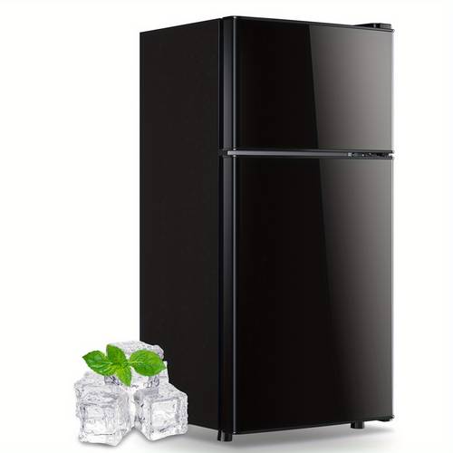 2 4 cu ft mini refrigerator with freezer double door personal small fridge for one person removable plastic shelves ideal for home apartment