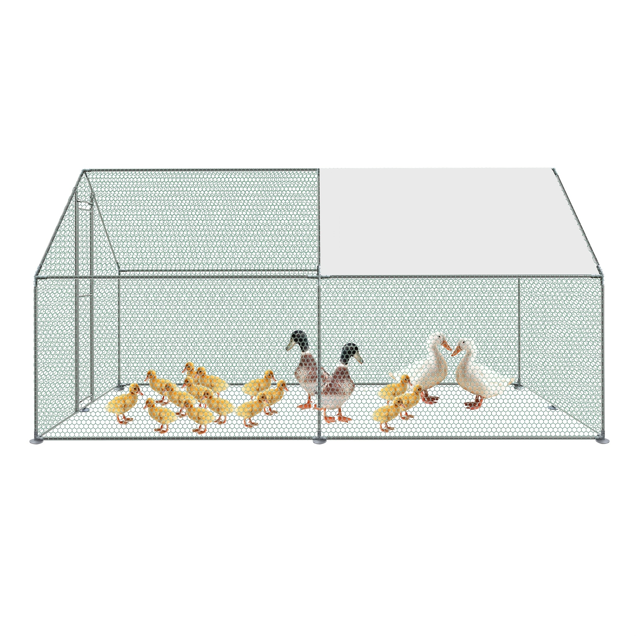 

Spacious 3x4x2m Outdoor Chicken Coop With Pe Sun-protective Roof - Galvanized , Easy & Lockable System - Ideal For Safe, Comfortable Poultry Raising