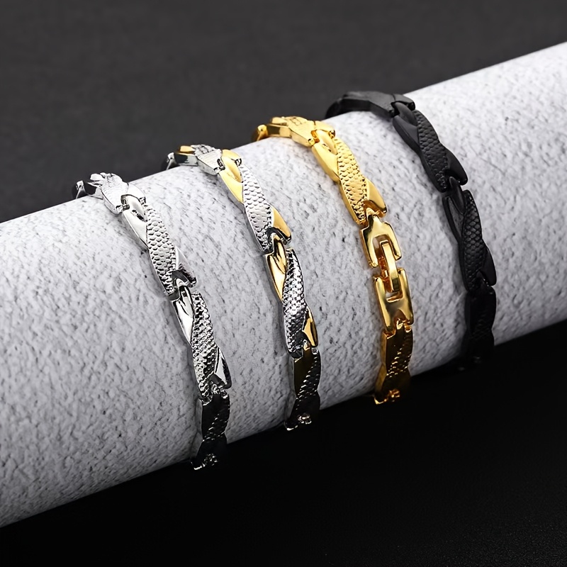 Stylish Stainless Steel Dragon Pattern Bracelet, Adjustable