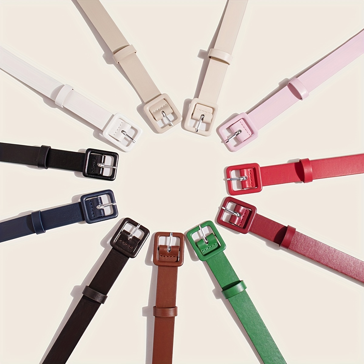 

1pc Pu Buckle Small Square Buckle Belt Simple And Versatile Skirt Belts Accessory For Women