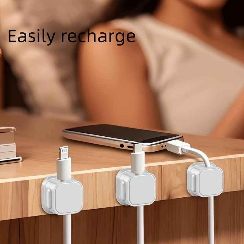 2/4/6pcs PP Magnetic Cable Clips: Adjustable, Non-slip Cable Organizer, Charging Cable Storage Clip, for Neat Office Desk, Car and Home Wiring Fixing Storage Practical Gadget