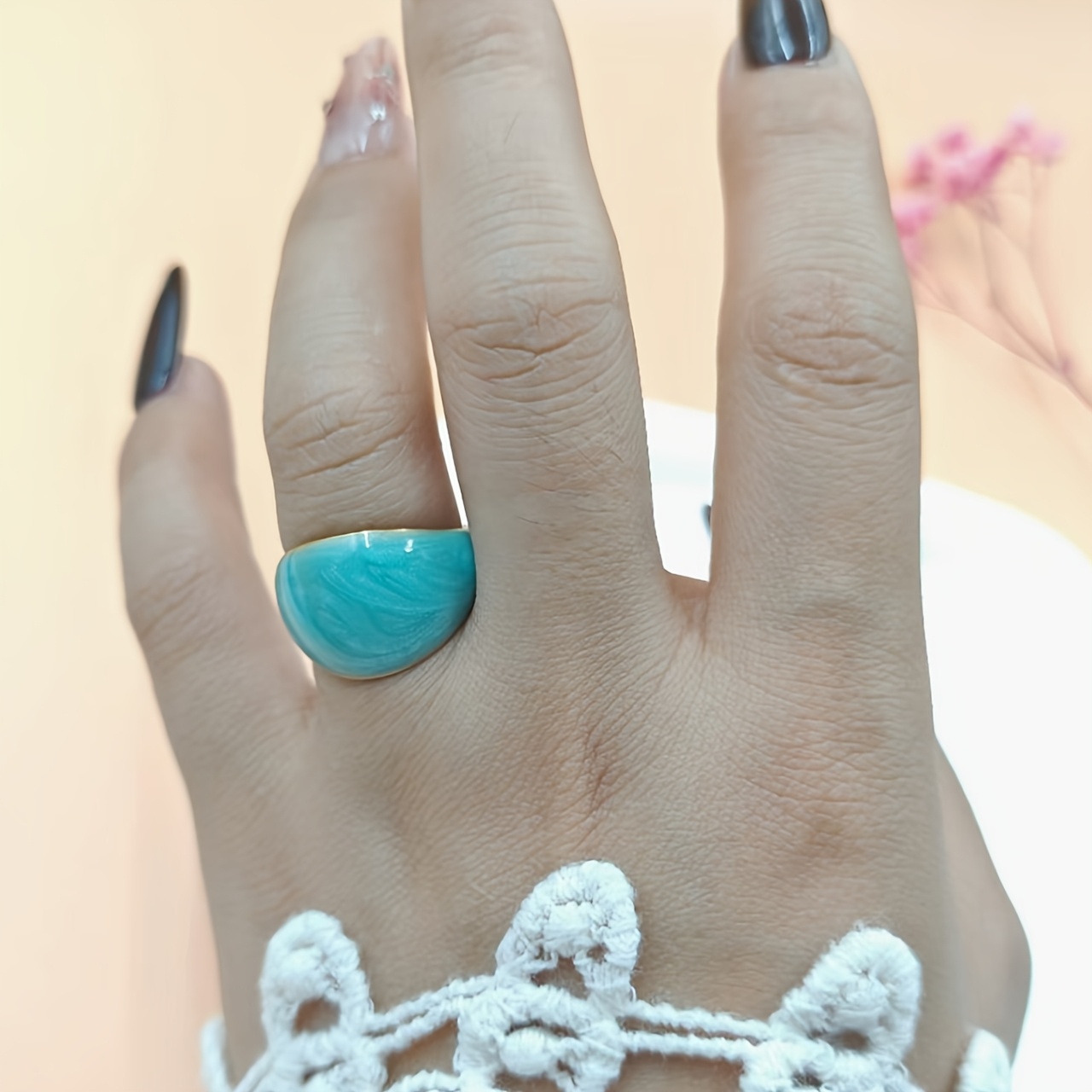 Enamel Drip Glaze Stainless Steel Open Ring