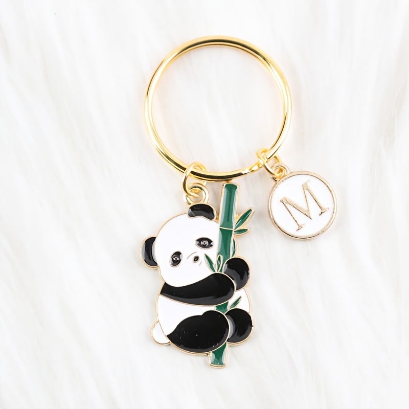 TEMU Regalo para Ella/Él, 1 Llavero Adorable de Panda y 26 Inglesas, Ideal para Decorar Bolsos, Colgantes, Llaveros de la Serie Panda, para Regalar a