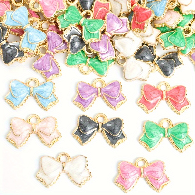 

20pcs Set Of And Bow Enamel Pendants For Women And To On , And Accessories, And Bow-shaped Alloy Pendants Suitable For Diy Necklaces, Bracelets, And Any Accessories