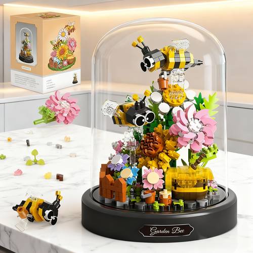 item picture bee building blocks toy desktop decoration ornament eternal flower insect assembly suitable 6 christmas gift birthday present