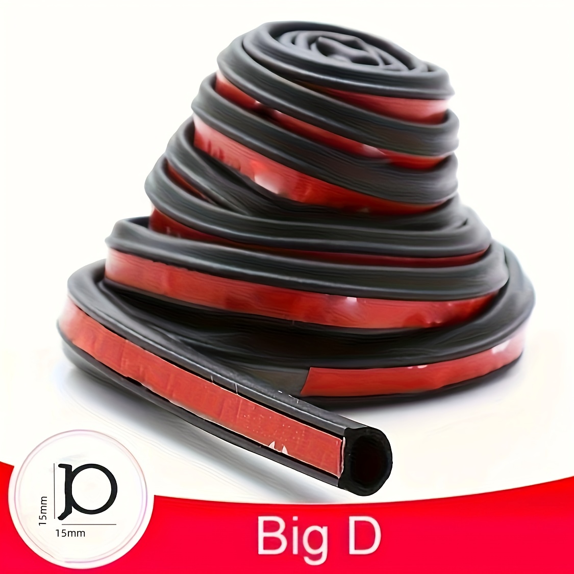 

Extra-large 33ft/16.4ft D-shaped Rubber Seal Strip For Car & Truck Doors - Weatherproof, With Sink For Protection