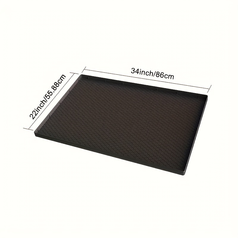 1pc Durable Silicone Sink Mat, 86.36x71.12 cm, Waterproof Cabinet Liner for Kitchen and Bathroom, Anti-Slip Leak Protection Pad, Easy to Clean, Black