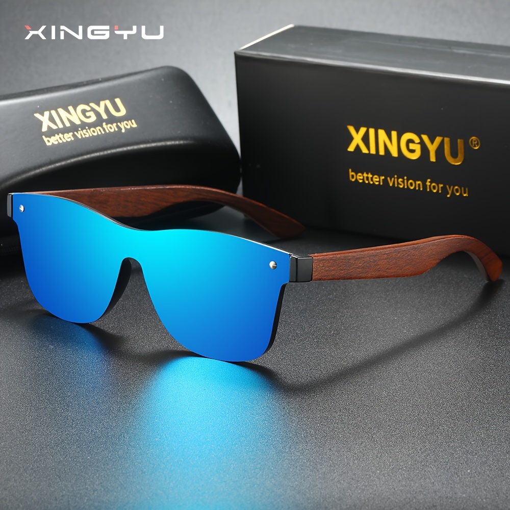 Image of Xingyu Unisex Frameless Polarized Sunglasses Iridescent Film Driver Fishing Sunglasses Counter Box Gift Sunglasses