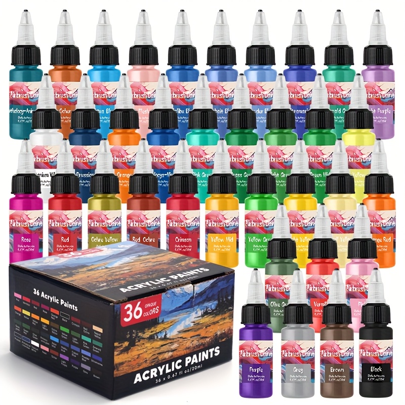 TEMU 12/24/36 Colors Airbrush Paint Set, 20ml/0.67oz Multifunctional Painting Color Paint Set, Suitable For Oil Painting, Hand Painting, Creation,