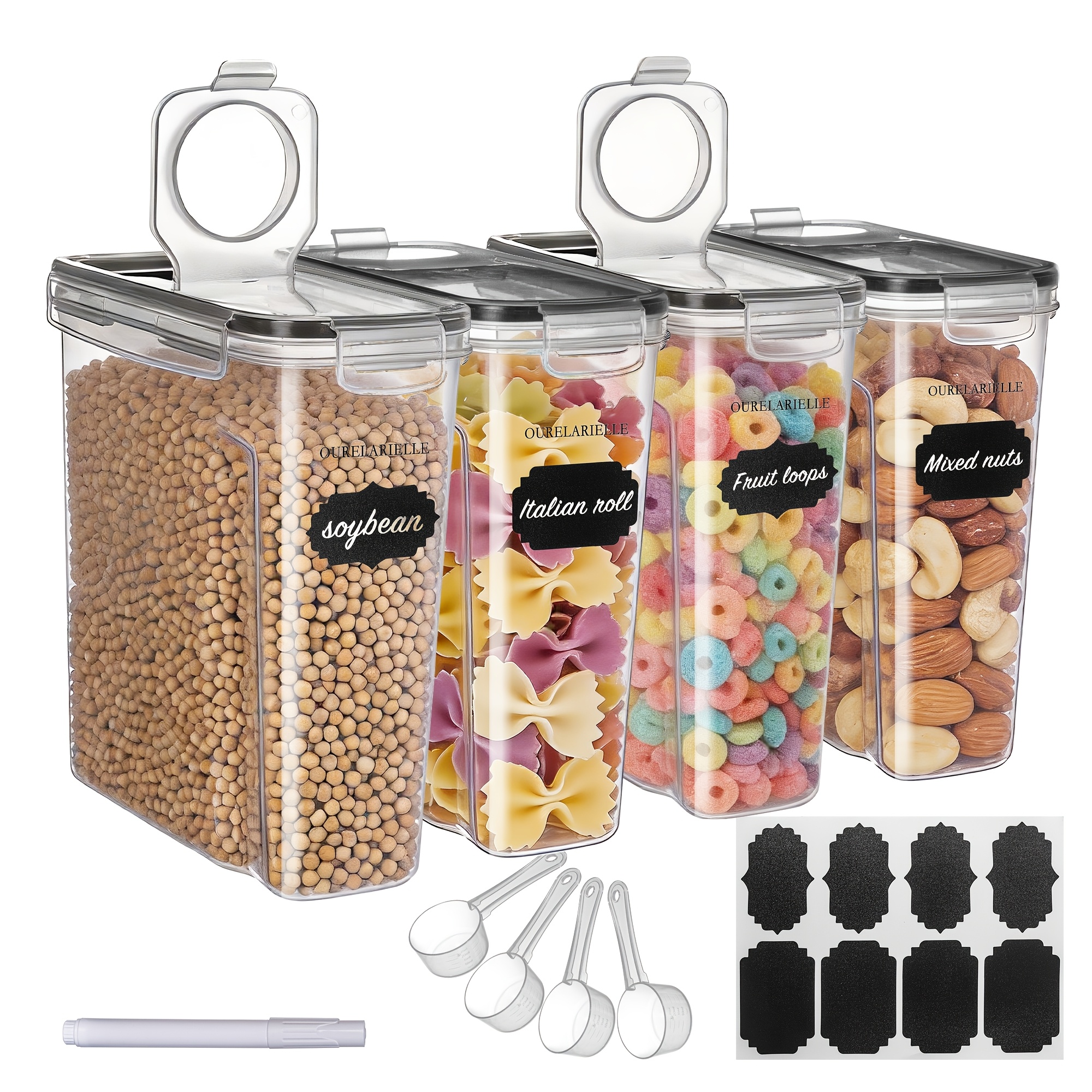 TEMU -large Sealed Food Storage Containers: Bpa-free Plastic Grain Containers With Flanges, Suitable For Food Storage And Jars Of Grains, Nuts, Flour