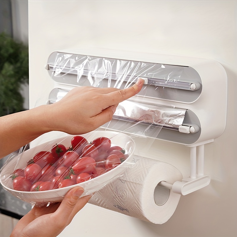 

Multifunctional Cling Film Cutter, Kitchen Paper, Lazy Rag Rack, Magnetic Suction Refrigerator, No Punching, Wall Hanging, Sliding Knife