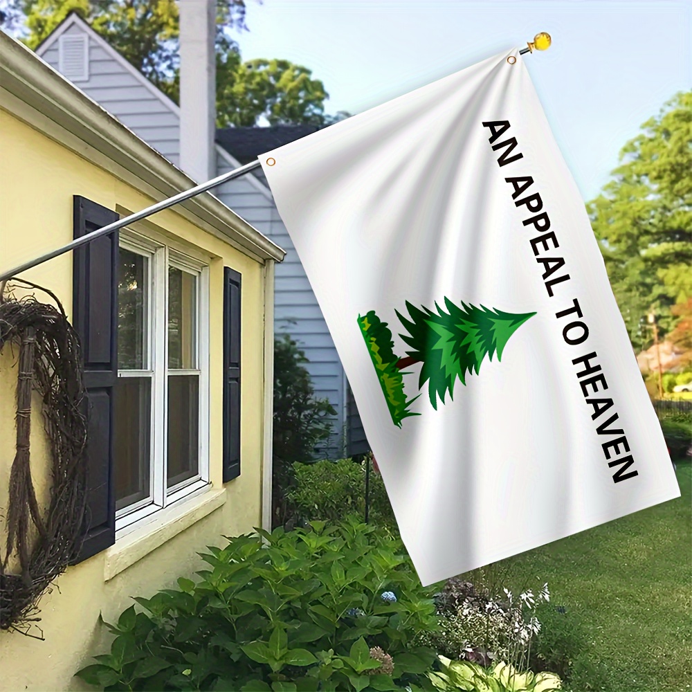 

Appeal To Heaven Polyester Flag - Durable, Fade-resistant Outdoor Garden Decor With Bright Tree Design, 59.0in X 35.4in, Ideal For Courtyard Hanging - 1pc