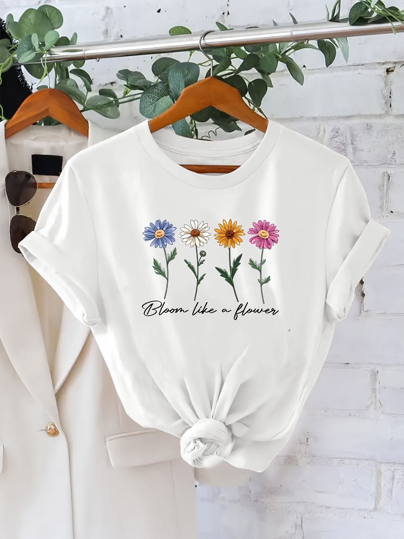 Camiseta Manga Corta Cuello Redondo Camiseta De Manga Corta Con Estampado De Estrellas Floerns Para Niña - Cuello Redondo Y Tejido Elástico Camiseta Casual Elástica