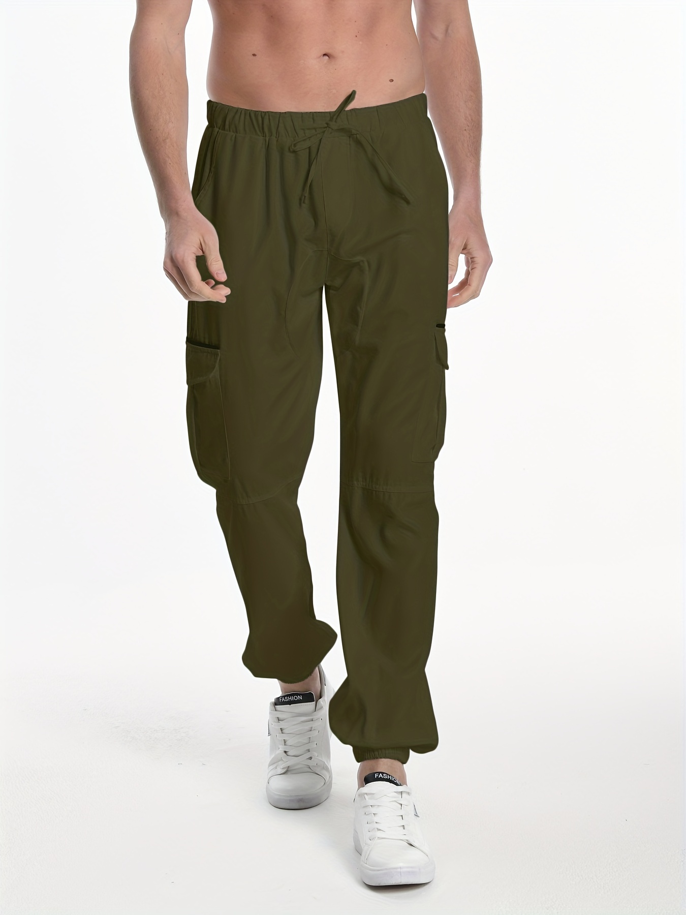 Solid Drawstring Jogger Sweatpants Casual Slant Pocket Pants - Temu