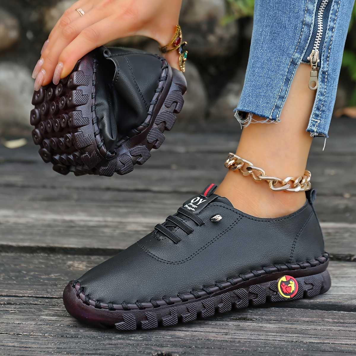 Women Toe Flat Casual Shoes Easy Non Slip Wear Resistant Sneakers Daily Walking Shoes