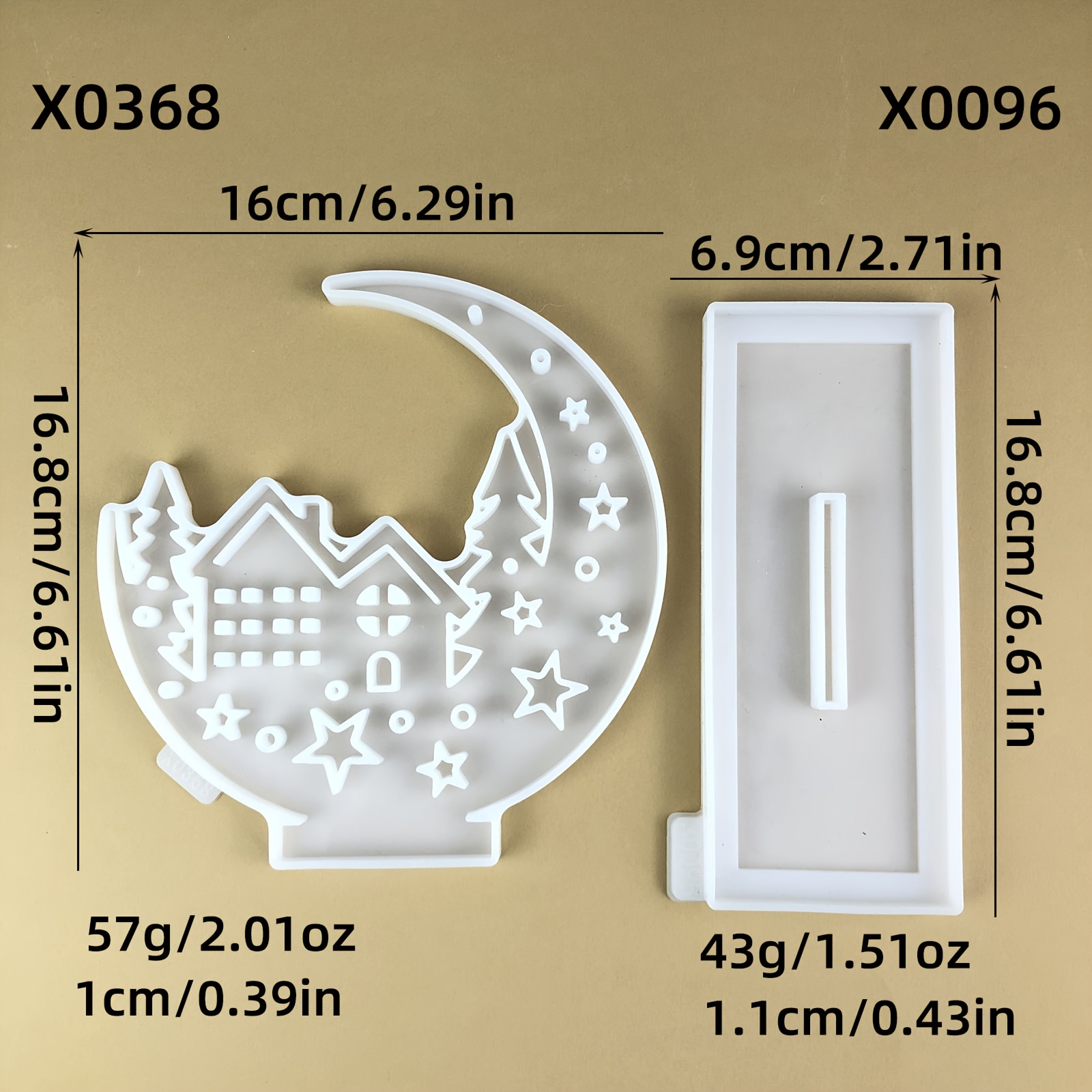 2pcs Resin Casting Molds , , Houses, And Trees, Silicone Molds For Desktop Screen Decorations, Epoxy Resin Drip Molds, And Plaster Molds