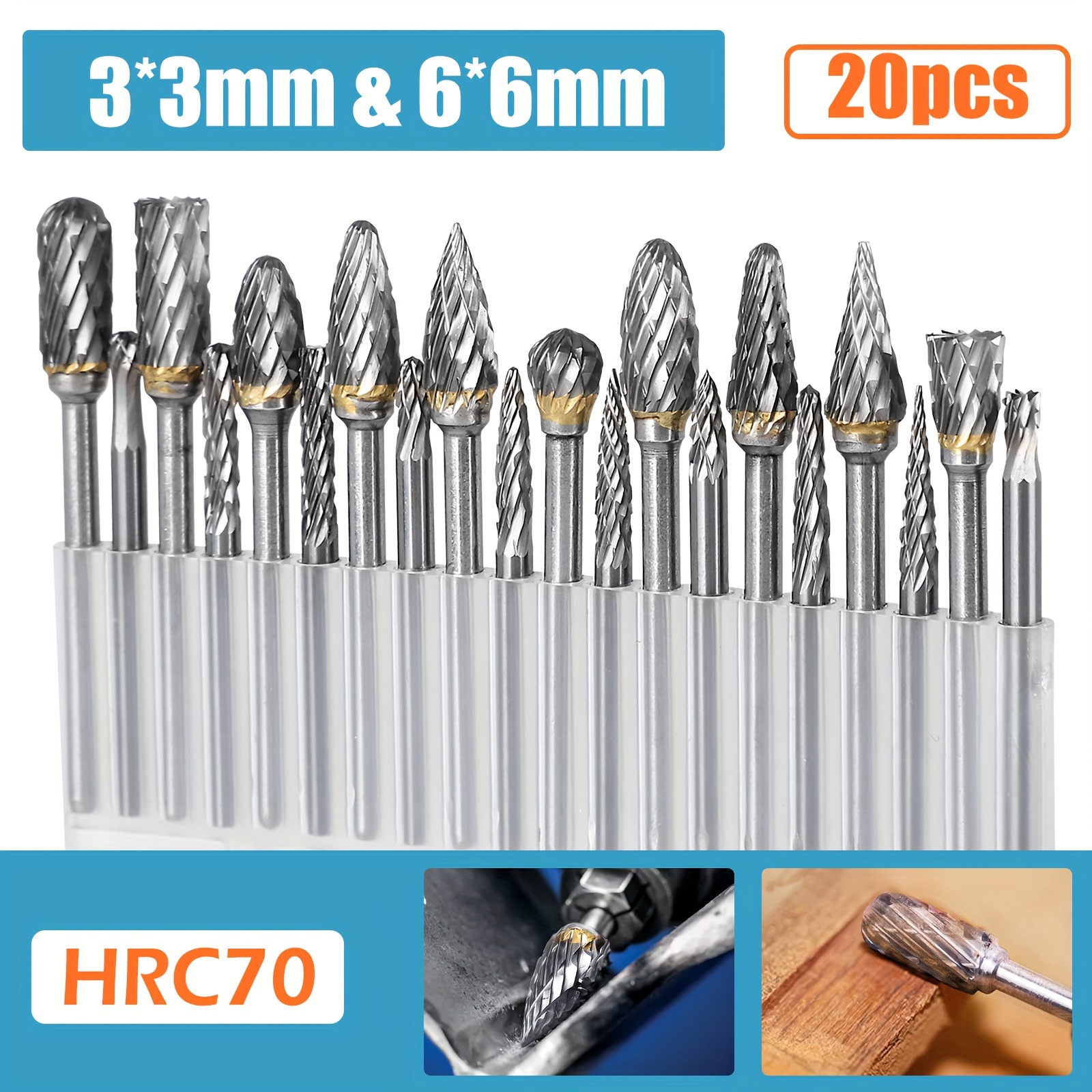 

20pcs Rotary Carving Bits Set, Engraving Router Bit, With 1/8in (3mm) Shank, For Woodworking, Metal Carving, Polishing