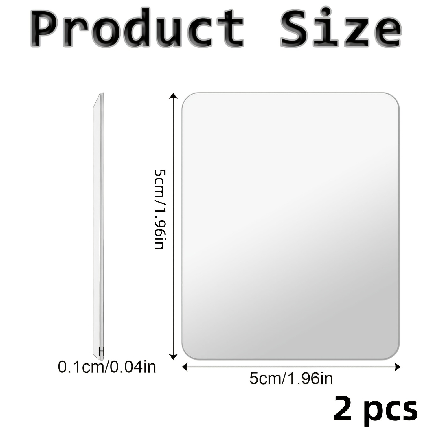 2pcs Mirror Transfer Phone Stickers Rectangular Mirror Acrylic Adhesive Backing Makeup Mirror For Mobile Case