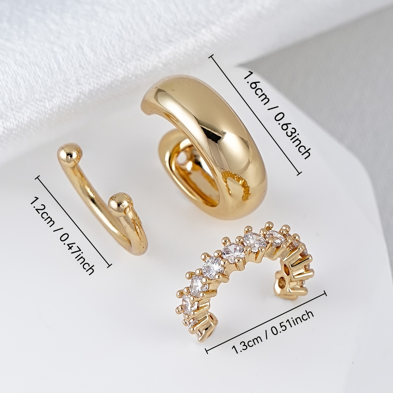 3pc Elegant Synthetic Zirconia Clip-On Earrings Set
