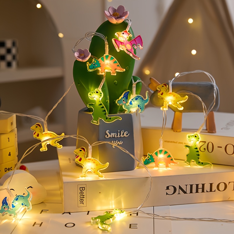 TEMU 1pc Dinosaur Led String Lights - Battery Powered, Vintage Style, Suitable For Bedroom, Study, And Window Decor, An For Halloween And Graduation