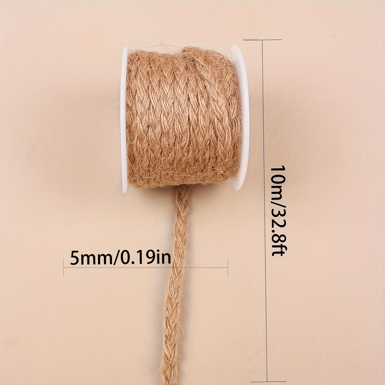 Image of 10m 5mm Woven Jute Rope For Crafts, Decoration, Holiday Gift Wrapping, And Clothing Accessories