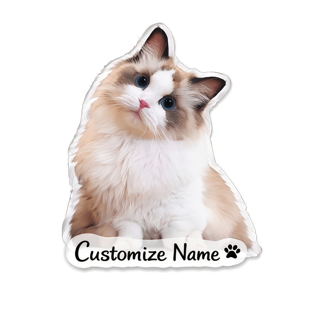 TEMU Personalized Pet Photo Fridge Magnet With Custom Name & Photo - Oval Acrylic Picture Frame Suitable For Pet Lovers Gift, Base For Fridge Door
