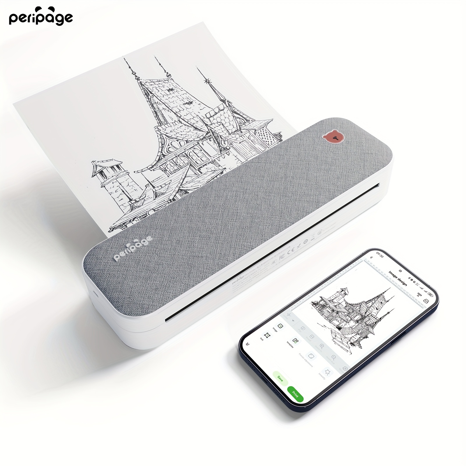Peripage Wireless Printer, A Portable Printer For Travel, Operates Without Ink And Works With Ios And Systems. Ideal For Use In Homes, Offices, And Educational Institutions
