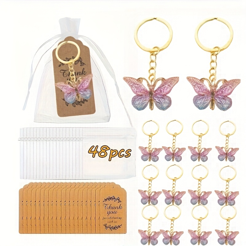 E-shop 48-teiliges/16er-Set bunte Schmetterlings-Schlüsselanhänger mit Farbverlauf – Exquisite Schmetterlings-Anhänger mit Farbverlauf für