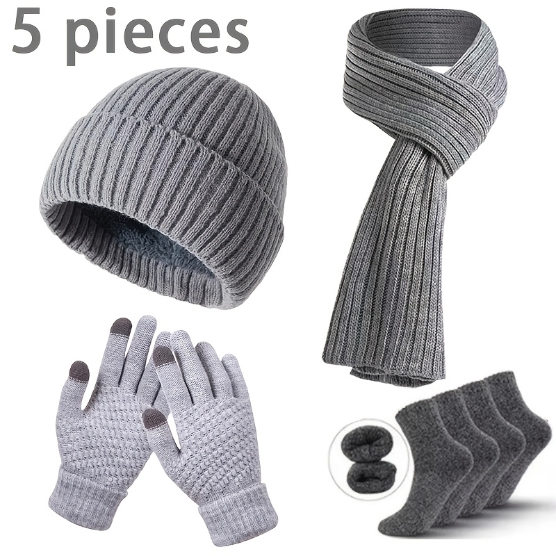 

de 5 écharpes tricotées d'hiver hommes, 100% , élégantes et chaudes, des gants , des chaussettes épaisses et un , les temps froids, cadeau les