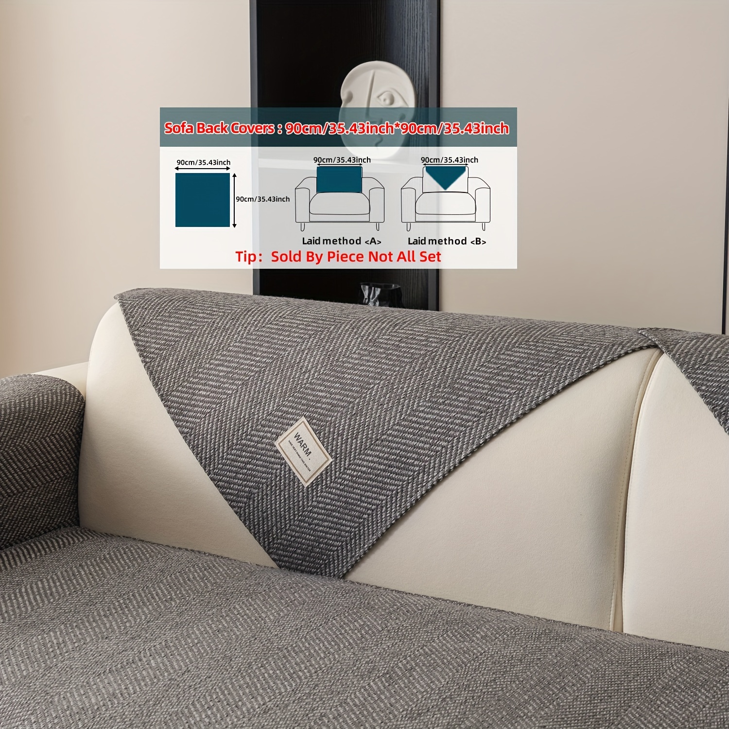 TEMU 1pc Minimalist Contemporary Style And Sofa Cover With Letter Design, Anti Slip, Pet Friendly Furniture Protection Cover, Machine Washable,