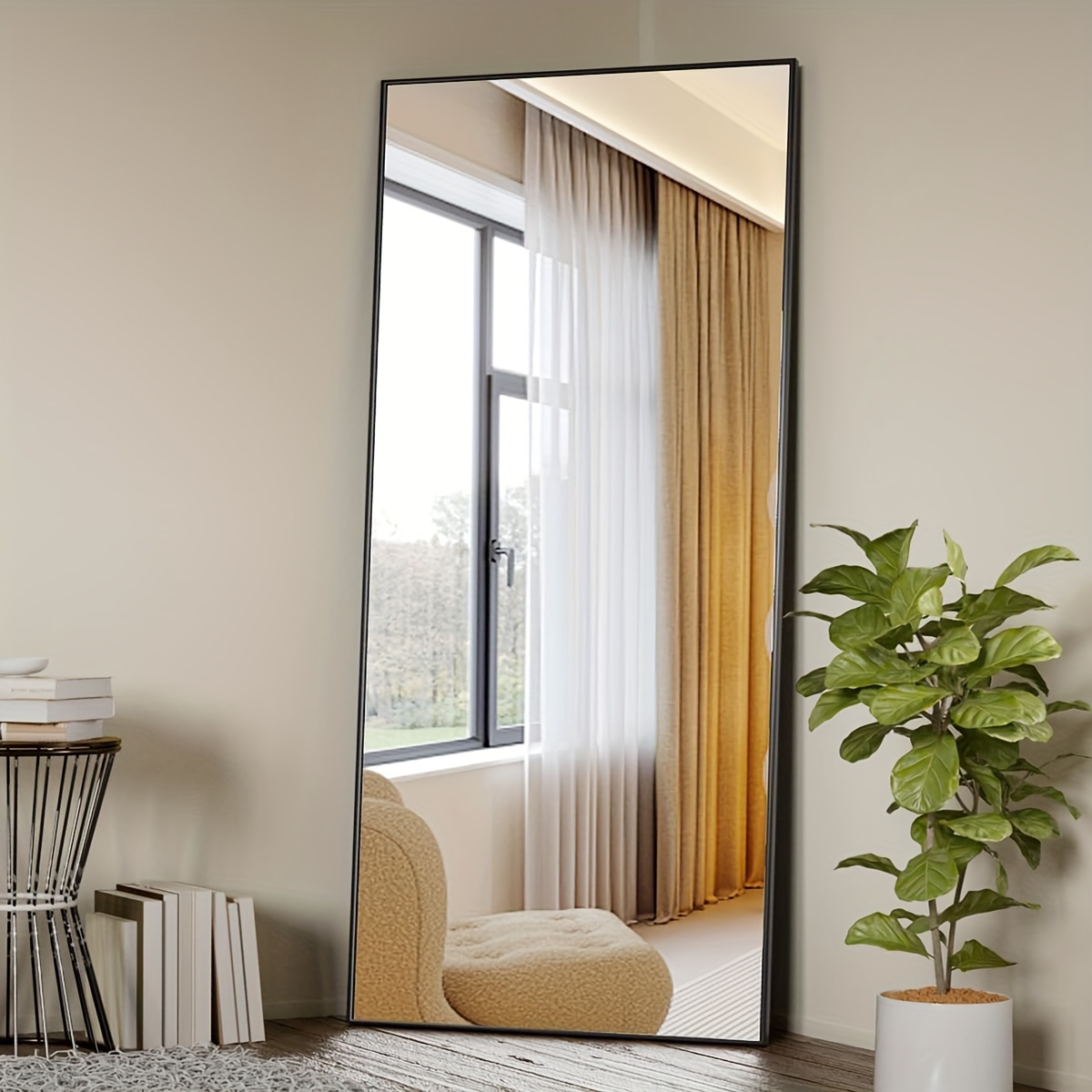 TEMU Full Length Mirror With Stand, 71"x26" Mordern Mirror Full Length, Full Body Mirror With Aluminum Alloy Frame, Hanging Or Leaning Against Wall, Floor Body Mirror For Bedroom Living Room