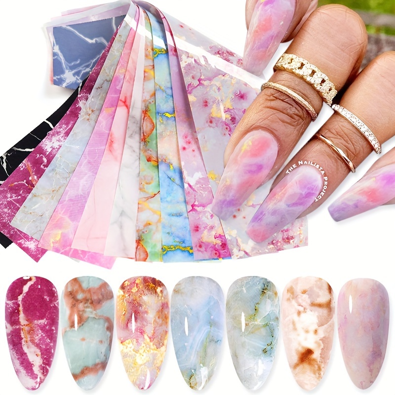 

10 Sheet Marble Pattern Nail Foil Transfer Stickers, Nail Foil Transfer Decals, Nail Art Supplies For Women And Girls