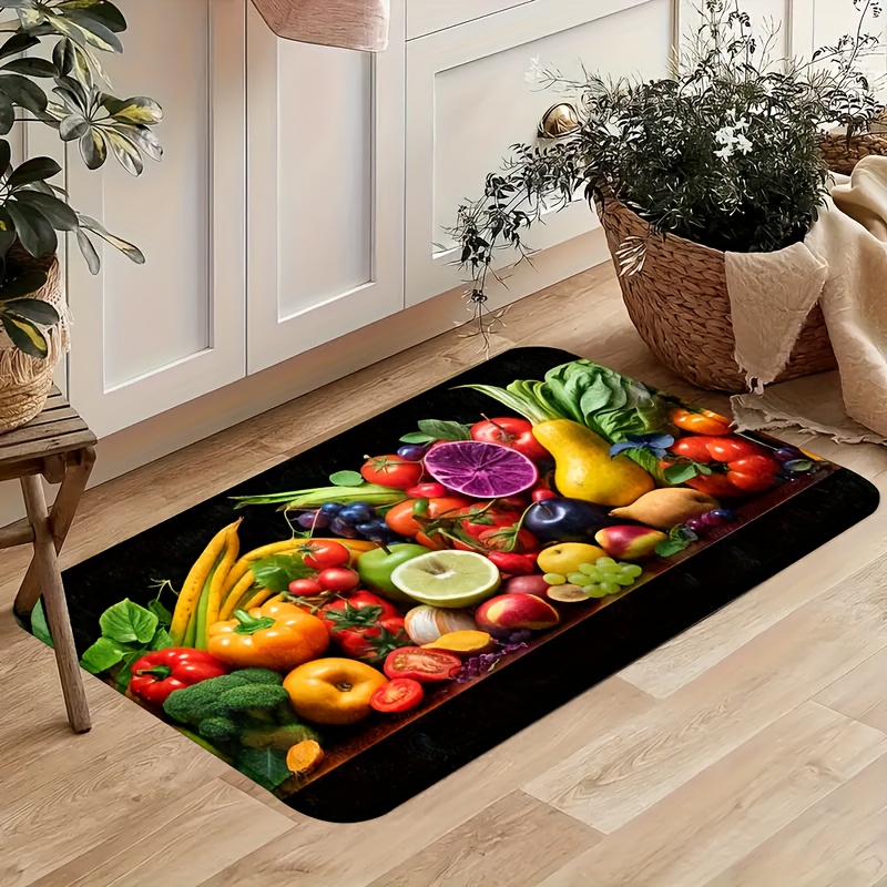 TEMU 1pc, Fruit And , Kitchen Mat, Corridor Balcony Rug, Bathroom Mat, Laundry Floor Mat, Entrance Door Mat, Washable Home Running Mat For Hallway