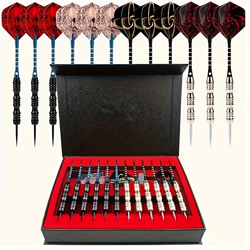 

Professional 12-pack Dart Set With Dragon-embossed Aluminum Shafts And Steel Tips - Deluxe Gift Box - Precision- Darts Suitable For All Levels, Age 14+