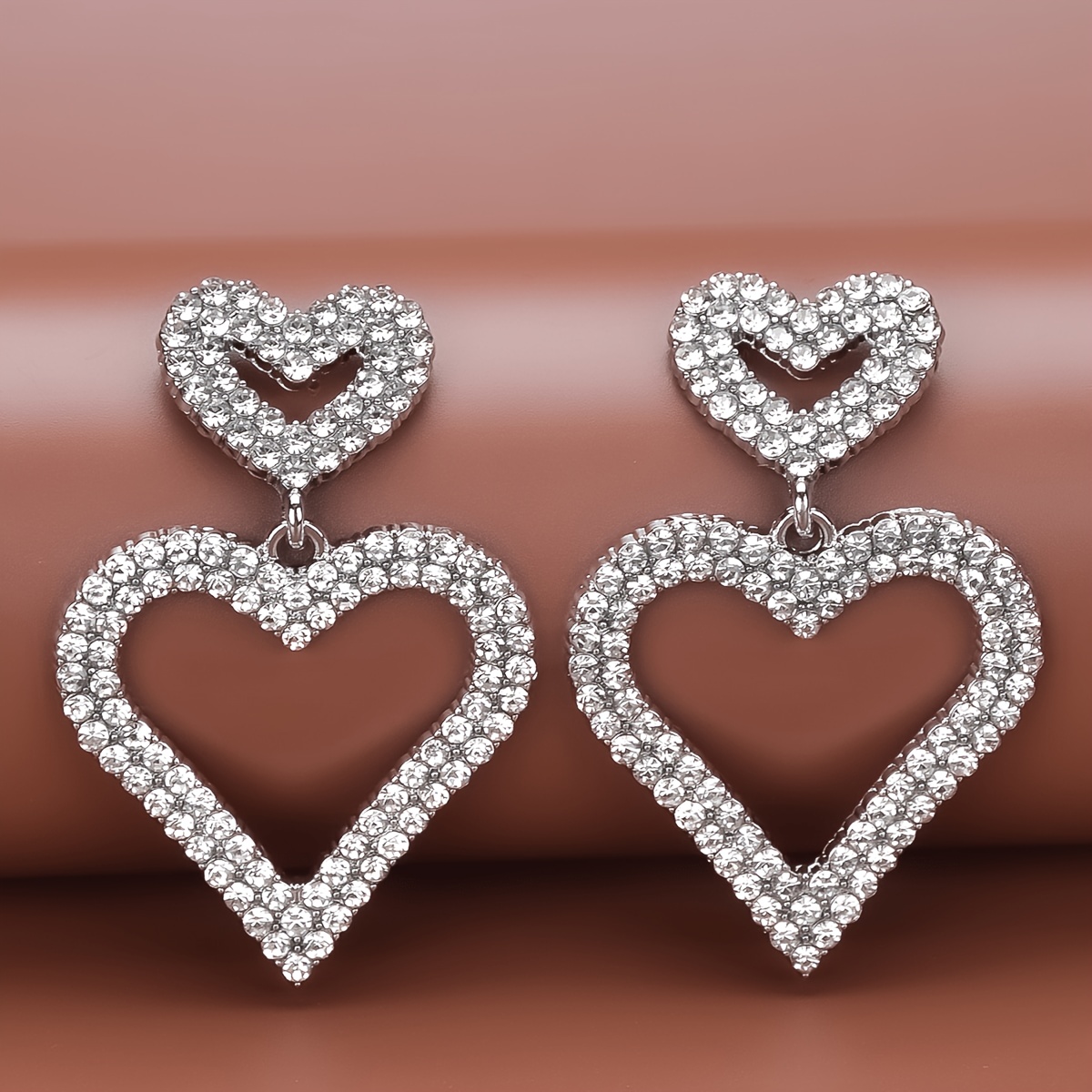 TEMU 1 paire de boucles d'oreilles pendentif cœur pour femme, bijou, adapté pour un usage et comme cadeau de fêtes
