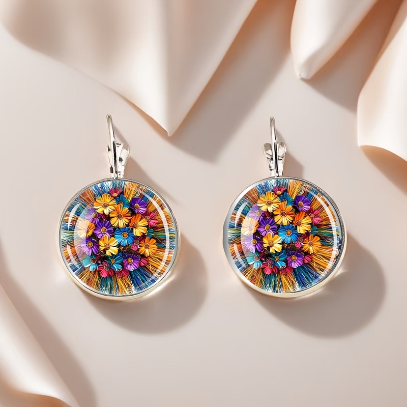 TEMU Boucles d'oreilles fleurs colorées, un cadeau élégant pour femmes, parfait pour un usage