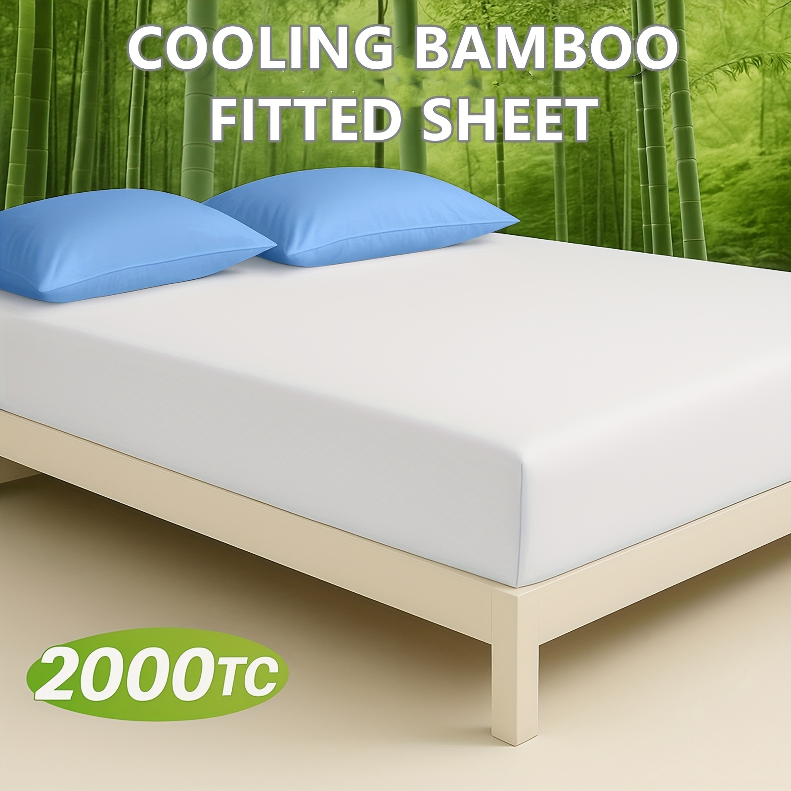 TEMU 2200tc Bamboo Fitted Sheet - Breathable, Cooling, Comfortable, 40cm Deep Pocket, Elastic, Stylish For Bedrooms, Guest Rooms, Hotels, And Student