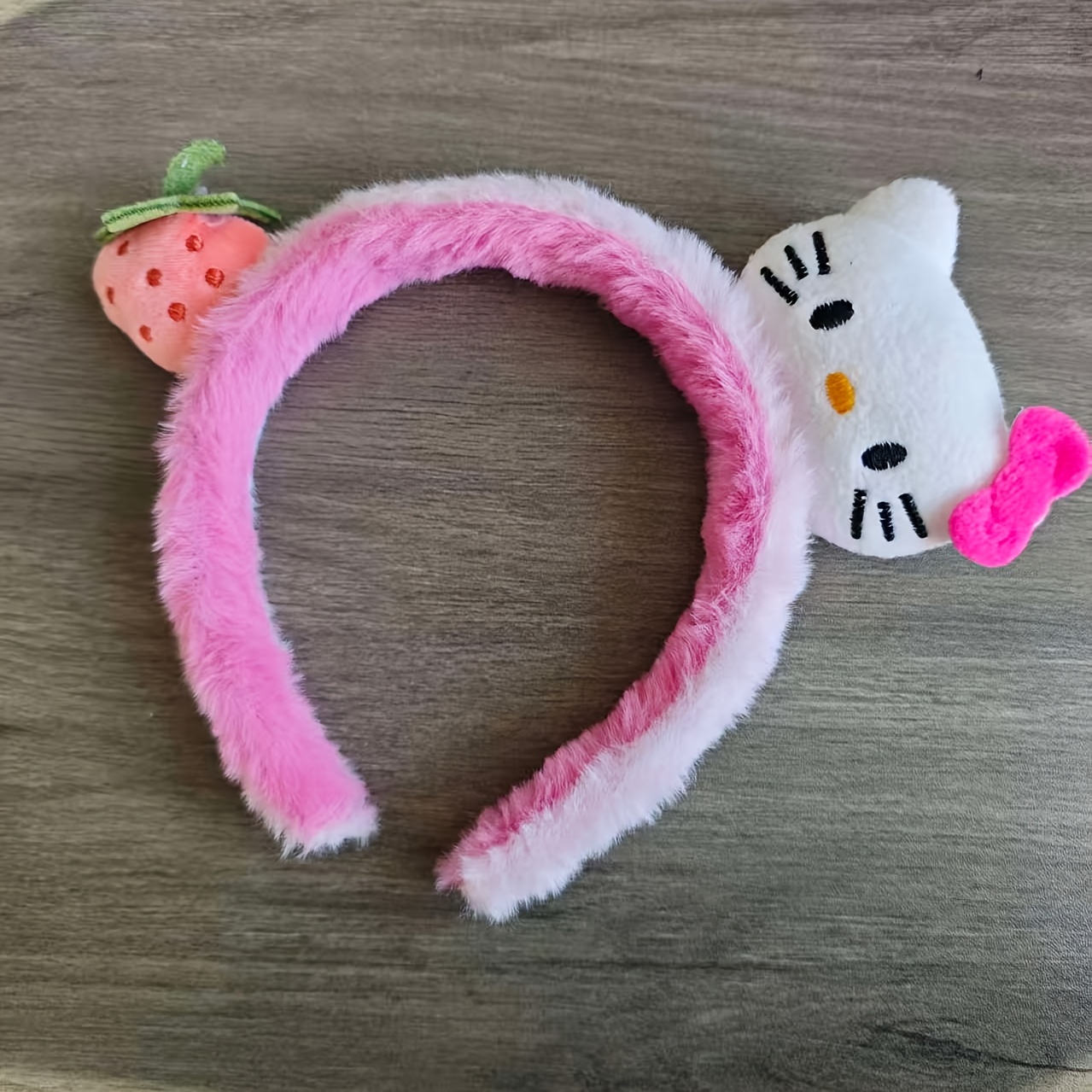 E-shop 1 Stück Niedliche Stirnband, Klassisches Katzenbild mit Erdbeerakzenten, Gesamtes Pinkes und Weißes Design, für und Fotoausflüge