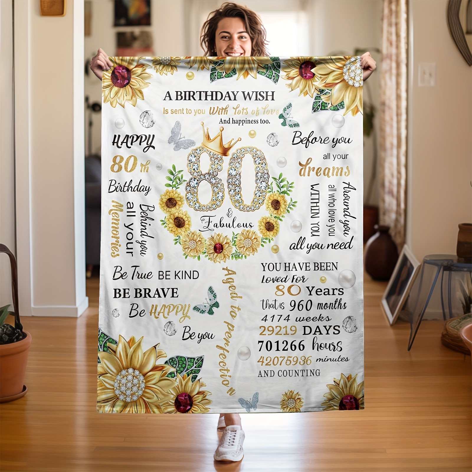 Pc 70th 80th 90th *hday Gifts for Women Blanket 80''x60'', 70th 80th 90th  *hday Decorations, Best Gift for 70 80 90 Year Old Woman, Happy