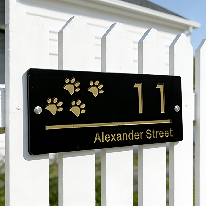 TEMU Custom Print Address Plaque With Number - Name/number Wall-mounted Sign, Polished Acrylic & Metallic Suitable For Easter, Ramadan, Decorations,