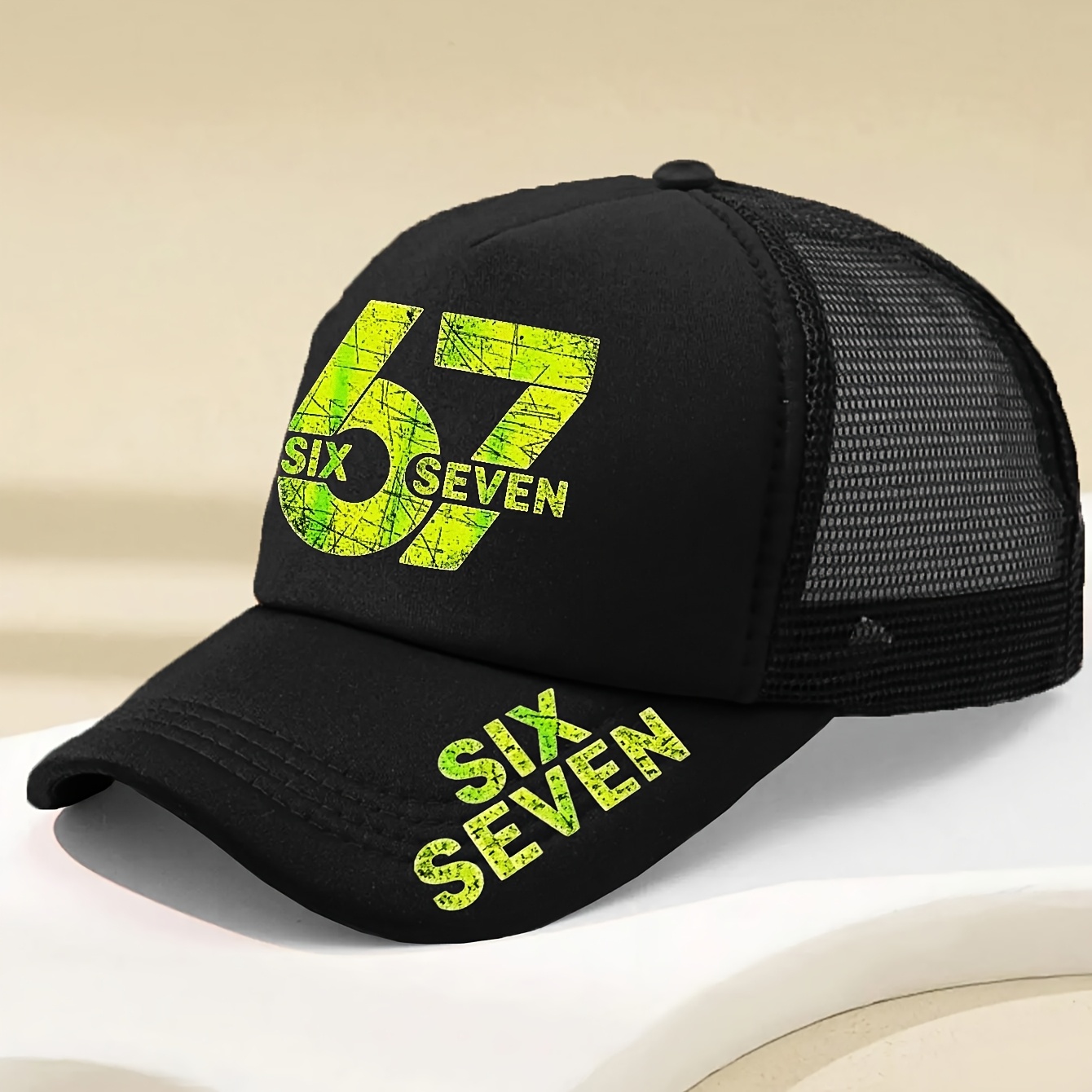 TEMU Men's And Women's Trendy Letter Printed Casual Trucker Hats Adjustable Breathable Mesh Unisex Baseball Cap Suitable For Daily And Outdoor