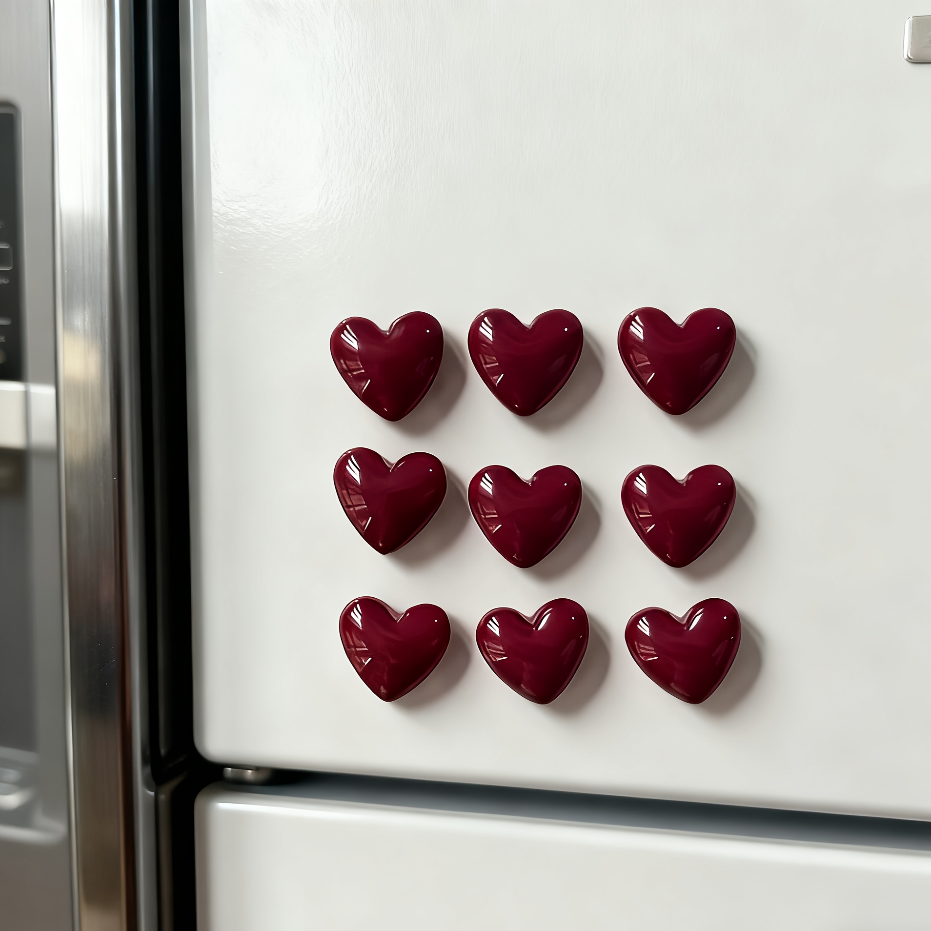E-shop 9 Niedliche Rote Herzförmige Kühlschrankmagnete – für Küchen- Spinddekoration – Ein Ideales Geschenk für die Feiertage