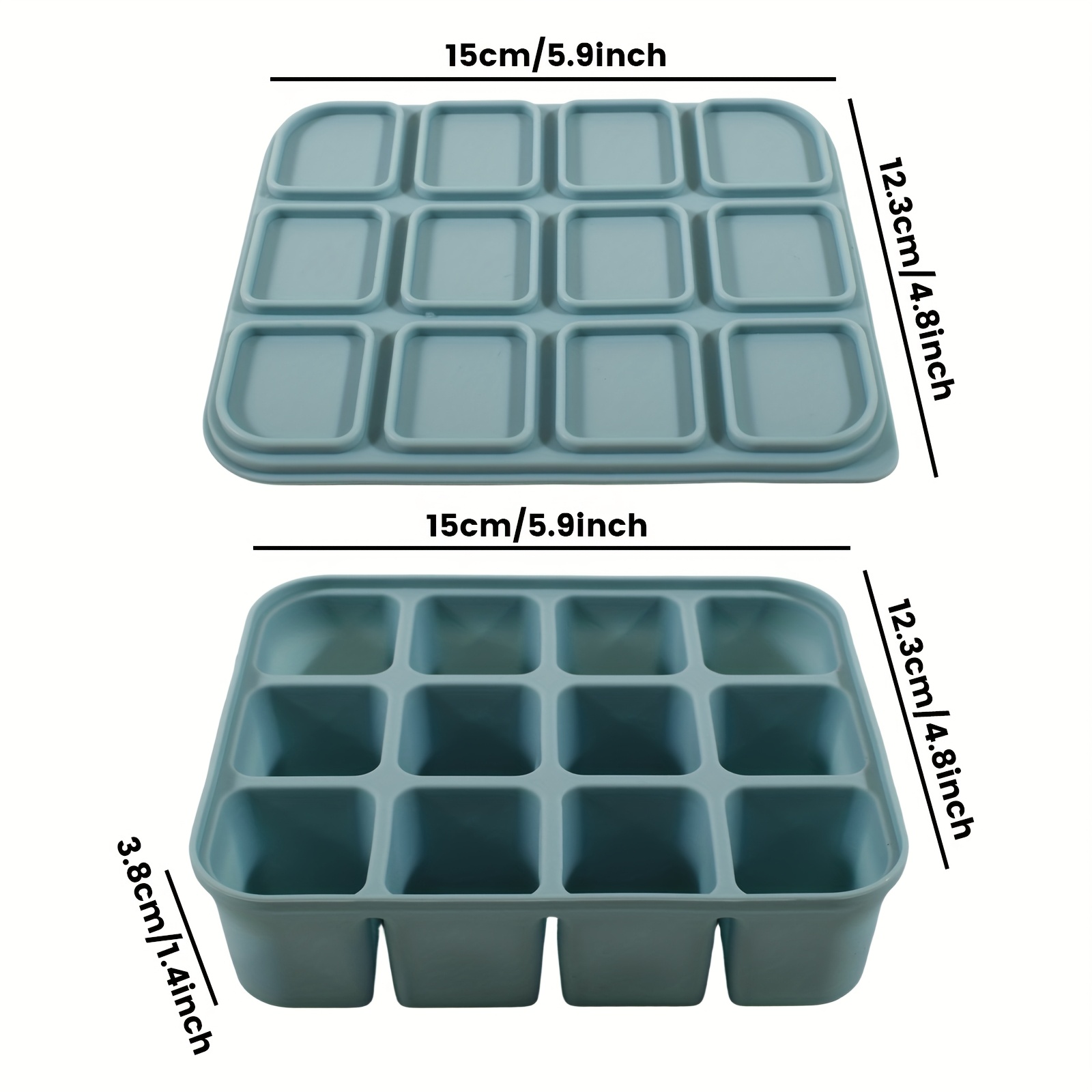 12-cube Silicone Ice Tray With Lid, Flexible Mold - Ice For Clear /whiskey, Broth & Meal Prep, Dishwasher/oven Safe & Reusable