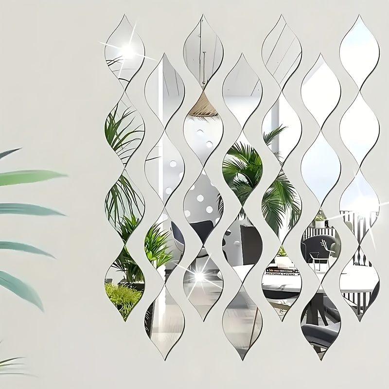 10pcs retro acrylic falling   wall stickers 3d self   oval   tile stickers suitable for living room bathroom home office vertical   glass surface no electricity required details 8