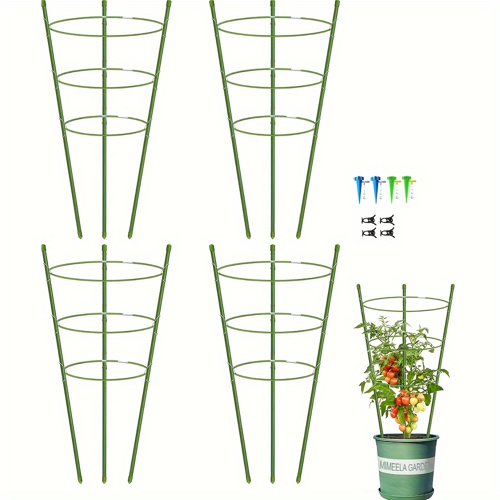 

2/4 Pack Tomato Cage Plant Support Cages For Garden, 18 Inches Trellis For Climbing Plants, Upgrade Garden Plant Stakes With Spikes And Plant Clips For Plant Support