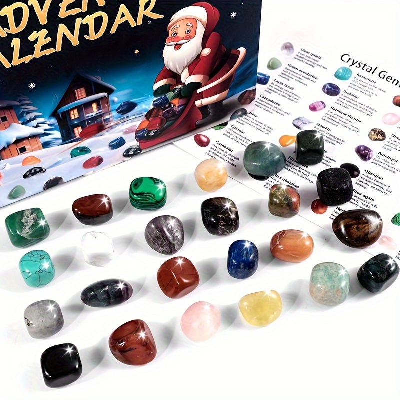 

24pcs Natural Crystal Advent Calendar - Daily Surprise Gemstone, Christmas Countdown Gift, Party Supplies, Festive Stone, Jewelry & Enthusiast Box, Jxmyba Brand