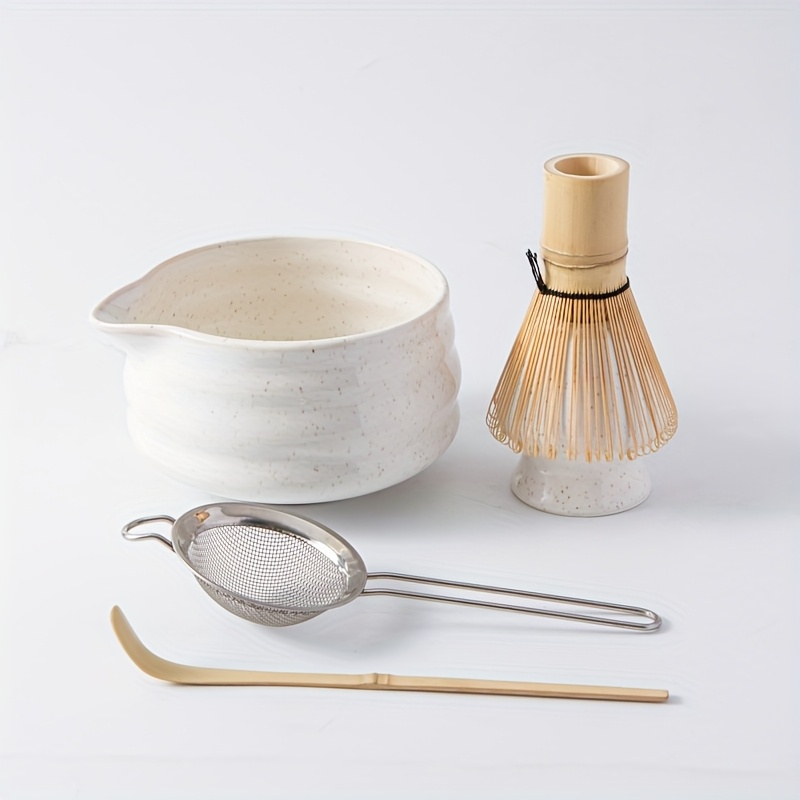 Image of 5pcs Matcha Whisk Set, Utensils, Includes A Matcha Bowl (with Spout), Matcha Whisk And Whisk Holder, Tea Scoop, Tea Strainer, Matcha Ceremony Set, Suitable For Beginners And Enthusiasts Of Matcha
