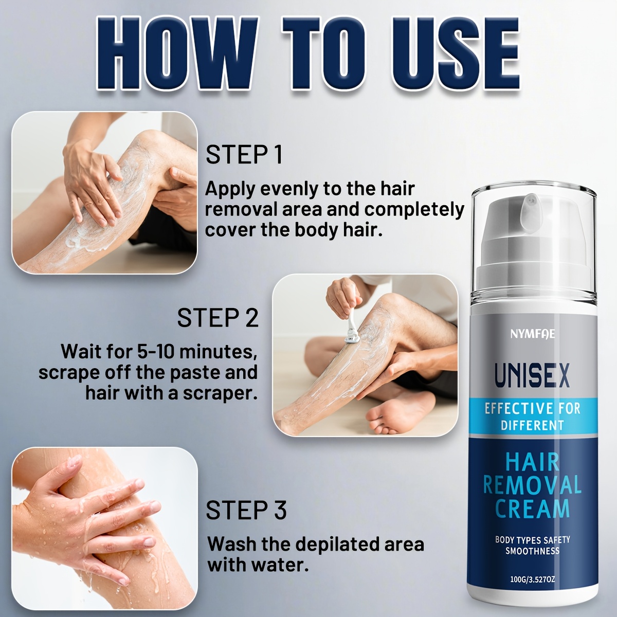 100g/3.527oz.Gentle Hair Removal Cream for Body & Bikini|Fast Acting in 5 Mins. Smooth Three Months. Hair Removal Cream. Moment Hair Removal, Gentle Formula for Sensitive Skin. Used for Facial|Underarm|Leg|Arm And Private Area Hair Removal. Unisex.